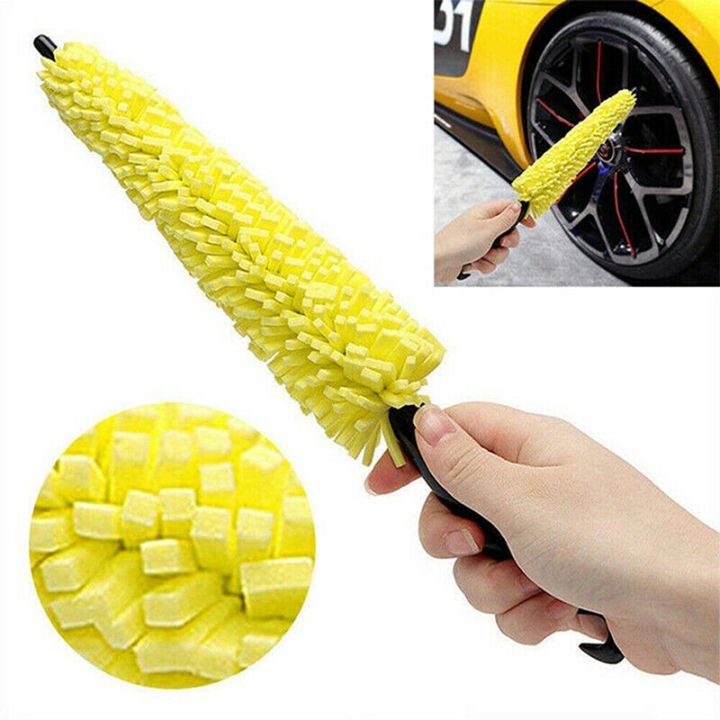 Car Cleaning Brush Automotive Sponge Tire Cleaning Brush Wheel Hub Brush Steel Bell Brush