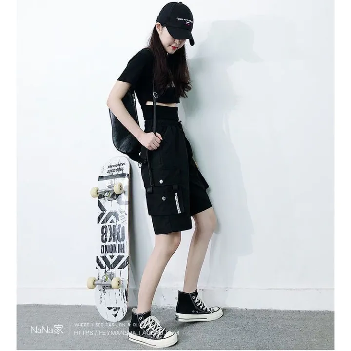 Shorts%20Women%20over%20the%20Knee%20Summer%20Thin%20Student%20Korean%20Style%20Loose%20Sports%20Versatile%20Slimming%20Leisure%20Cargo%20Fifth%20Pants%20Women%20-%20Image%205