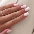 24PCS Short Square False Nails French White Edge Nials Silver Flame Full Cover Press On Nails Detachable Ballerina Nail Tip. 