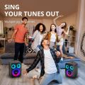 Tronsmart Halo 200 Karaoke Bluetooth Speaker with 2 Mics, Loud Speaker with Powerful Sound and Deep Bass, Party Sync, 5 Lighting Modes, Custom EQ &Lights, 18H Playtime, Supports Mic & Guitar for Party. 