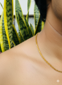 ESH New Elegant Gold Plated 18/24 Inch 3mm Singapore Square Fox Chain Necklace for Unisex. 