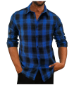 Men 's Cotton Long Sleeve Shirt Casual Black Red Blue. 