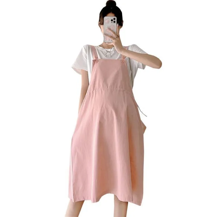 Pregnant%20Women%20Summer%20Short%20Sleeve%20Suit%20Fashion%20Fashion%20Mom%20Casual%20Outdoor%20Two-Piece%20Sling%20Summer%20Pregnant%20Women%20Overknee%20Dress%20-%20Image%202