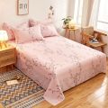 Pink Floral Bed Sheet 3pcs Set Cotton Skin-friendly Girls Bedroom Decoration Bed Cover Dormitory Home Bedding with 2 Pillowcases. 