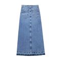 Gotoola 2023 New Women's High Waist Slit Design Denim Skirt Long Skirt Buttons Pockets Ankle Length Denim Skirt. 