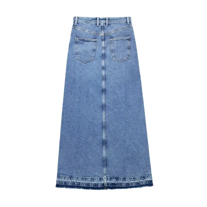 Gotoola%202023%20New%20Women's%20High%20Waist%20Slit%20Design%20Denim%20Skirt%20Long%20Skirt%20Buttons%20Pockets%20Ankle%20Length%20Denim%20Skirt%20-%20Image%203