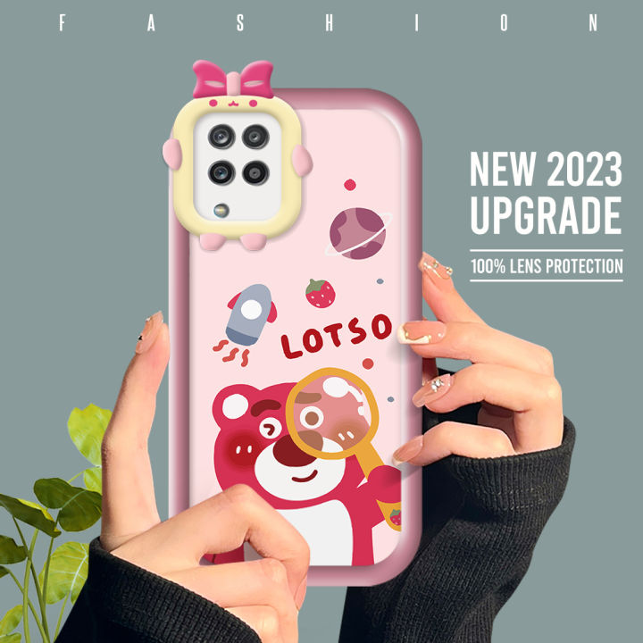Super Girls Case For Samsung A12 3D Cute Cartoon Bear Lotso Lots-o'-Huggin' Little Monster Mobile Phone Casing Soft Silicone Cases Soft Luxury Cover Liquid Coque