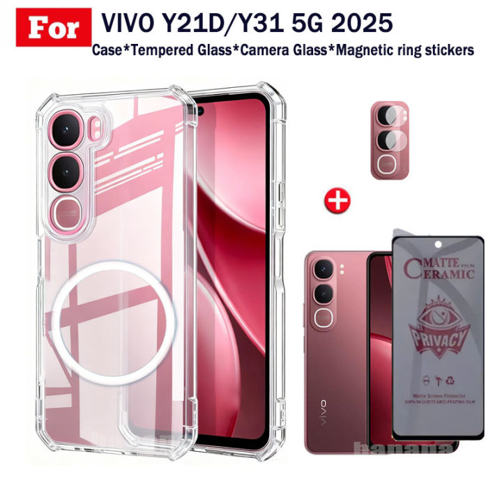 Vivo%20Y21D%20Transparent%20TPU%20Shockproof%20Phone%20Case%20With%20Magnetic%20Wireless%20Charging%20Sticke%20for%20Vivo%20Y21T%20Y21S%20Y21A%20Y20%20Y20I%20Y20S%20Anti%20Spy%20Privacy%20Tempered%20Glass%20+%20Lens%20Film%20-%20Image%203