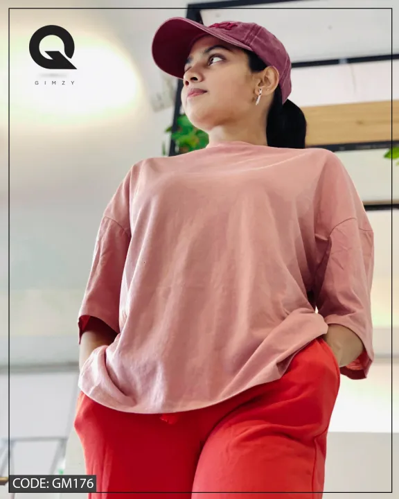 Drop%20Shoulder%20Oversized%20Pink%20Color%20T%20Shirt%20%7C%20GM176%20-%20Image%205