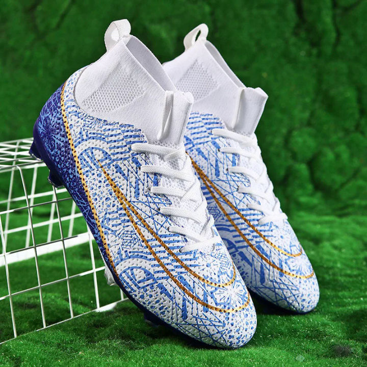 Original Print Football Field Boots For Men High Top FG/TF Men's Futsal Shoes Outdoor Non-slip Society Soccer Training Shoes Man
