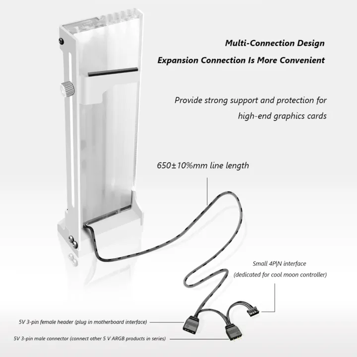 Coolmoon%20Led%20Gpu%20Holder%205v%203%20Pin%20Argb%20Led%20Vertical%20Graphics%20Bracket%20Addressable%20Rgb%20Support%20Frame%20W/%20Magnetic%20Base%20Dropship%20-%20Image%206