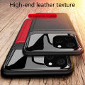 Biruiqu For Huawei Nova Y61 Hybrid Soft TPU Leather Tempered Glass Shockproof Case Cover. 