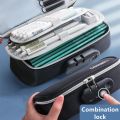 【HOT】 Portable Password Lock Pencil Case Boy Canvas Pencil Bag Large Capacity Pencil Cases Student Stationery Bag Kids Pen Case Gifts. 