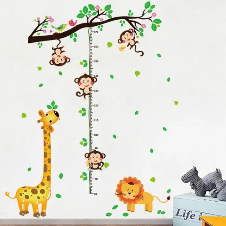 Cartoon%20Animals%20Giraffe%20Monkey%20Height%20Measure%20Wall%20Sticker%20For%20Kids%20Rooms%20Growth%20Chart%20Nursery%20Room%20Decor%20Wall%20Art%20-%20Image%206