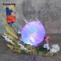 Sutuiying 21cm Dragon Ball Goku Vs Majin Buu Spirit Anime Figure Model Statue Luxury Collection Desktop Decoration Ornament Light Toys Gifts. 