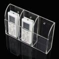 Clear Acrylic Remote Control Holder Wall Mount Media Organizer Storage Box (Three Compartments). 