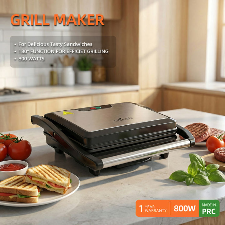 Greenlife Grill Toaster Maker & Sandwich Maker with overheat safety protection Multi function panini maker non stick easy cleaning