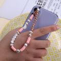 Beaded phone lanyard wristband, kawaii love letter star bead phone charm colorful rainbow phone chain with ladies girl pearl bracelet keychain cute phone decoration. 