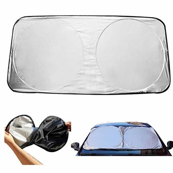 Parasole Pieghevole YYCKE Per Kia Niro 2017-2022 - Blocca UV 99% - Tessuto Riflettente Argento E Nero - Copertura Totale Parabrezza