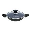 The Harvest  18cm Non Stick Hopper Pan with Glass Lid Made With High Quality Pressed Aluminium Premium Cookware  with Free Bamboo Spoon. 