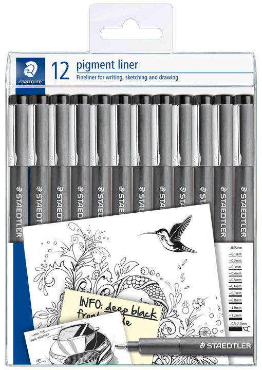 STAEDTLER® Pigment Liner 308 -9 TB-12 fine liner 12 Set