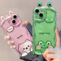 Phone Case For OPPO A58 4G A79 A18 A38 A9 A5 2020 A94 5G F17 F19 F11 F9 Reno 4 5 6 7 Pro Back Cover Casing 3D Cartoon Couple Cute Bear Frog Eyes Cat Ears Silicone Soft Shockproof Anti-falling Fashion Trendy Wavy Edge. 