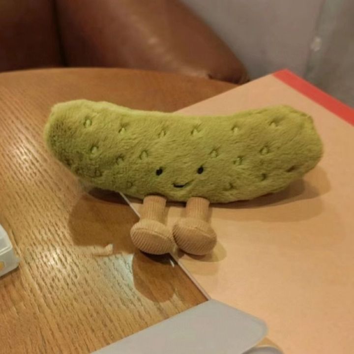 Cute Plush Pickled Cucumber Toy with Legs Soft Pickled Plush Toy Kawaii Green Cartoon Doll Children's Room Decoration
