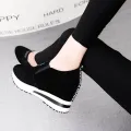 【FOOT SOFA】Women Fashion Casual Flock Slip-On Thick Platform Sport Sneakers Wedges Shoes. 