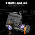 Dash Cam 2.4 Inch IPS Screen Dashcam Front Rear Camera 3 Lens Recorder Wide Angle Automatic Loop Recording Auto Accessories. 