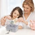 Creative Mini Lockable Cash Box Metal with Key Lock Box with Handle Sturdy Construction Money Saving Box Store Use. 