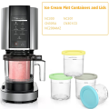 4 Piece Ice Cream Pint Container with Lid Replacement Parts PP for Ninja Creami, Compatible with NC301 NC300 NC299AMZ Ice Cream Maker. 