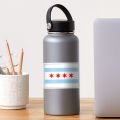 Chicago Flag Sticker for Laptop Decor Bedroom Car Cute Cartoon Art Fashionable Public Suitcase. 