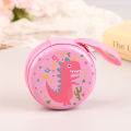 Lovely Dinosaur Round Coin Purses Cute Print Wallet Zipper Change Purse For Boys Girls Earphones Storage Pouch. 