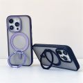 HOCE Magnetic Invisible Bracket Phone Cases For iPhone 17 16 15 14 13 12 11 Pro Max 14 15 Plus MagSafe Case Rotation Metal Holder Stand Matte Transparent Frosted Cover. 