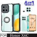 Honor X6C Shockproof Phone Case for Honor X8B X8A X7C X8C 4in1 Camera Lens Glass Screen Protector and Mobile phone holder. 