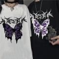 Summer T-Shirts Y2K Retro Butterfly Printed Male Oversized Tee Harujuku Clothing Women's Korean Wave Cool Couple Highstreet. 