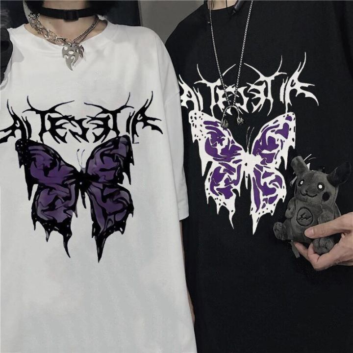 Summer%20T-Shirts%20Y2K%20Retro%20Butterfly%20Printed%20Male%20Oversized%20Tee%20Harujuku%20Clothing%20Women's%20Korean%20Wave%20Cool%20Couple%20Highstreet%20-%20Image%202