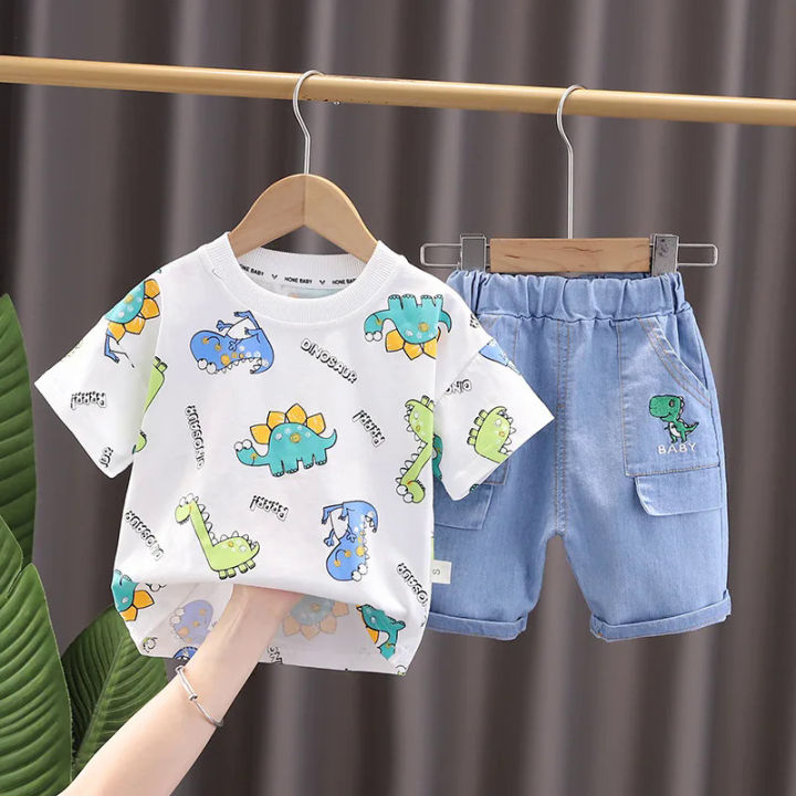 Fashion Summer Kids Baby Boy Suits Short Sleeve with Cartoon T