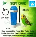 Dual purpose Bird Feeder Water and Container Food Dispenser Hanging in Birds Cage for Parrots Budgie Cockatiel (Random Colour). 