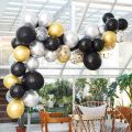 Black Gold Silver Balloon Garland Kit, 10Inch Balloon Garland Backdrop Including Black, Chrome Gold Silver Confetti Balloons Decorations Backdrop Ideal for Birthday Party Decorations. 