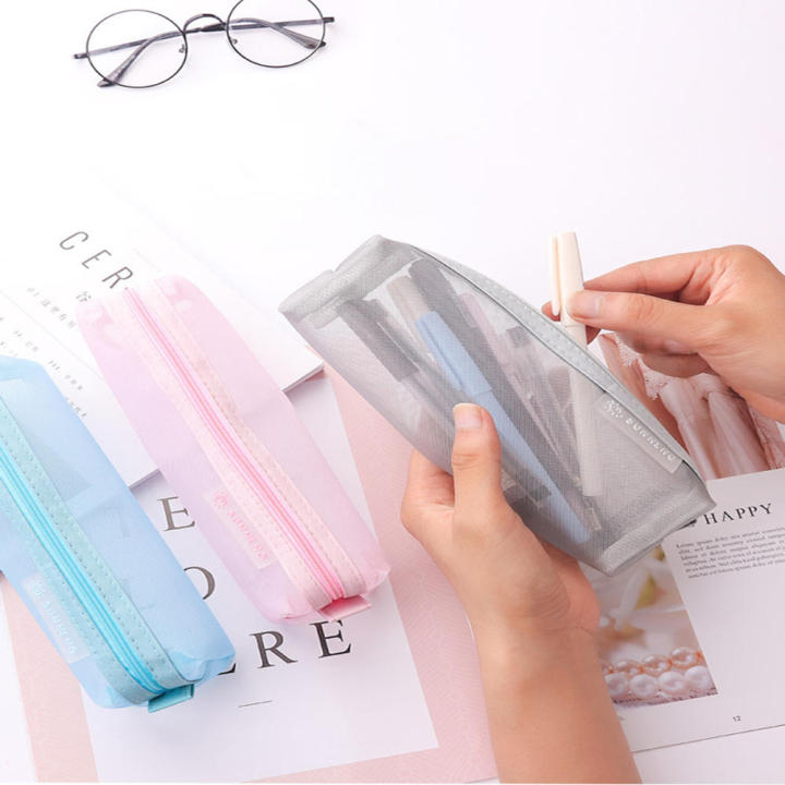 Clear Pencil Case Student Examination Pencil Bag Transparent Stationery Holder Transparent Stationery Bag Mesh Stationery Bag