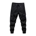 Elastic Waistband Pants Breathable Pants Men's Drawstring Cargo Pants with Elastic Waist Multi Pockets Ankle-banded for Daily. 