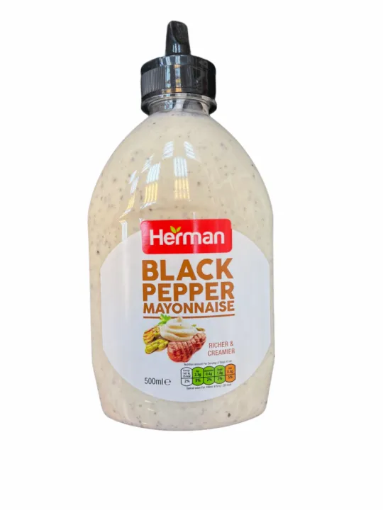 Herman Black Pepper Mayonnaise Ketchup Ramazan fasting evening sharing gathering Ifthar Nombu Tasty for Buns Burgers Submarines Club Sandwich White Sauce Dressings Spreads Jam Nutella [500ml]