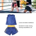 Kids Boxing Training Uniform Good Workmanship Cotton Blending Perfect Children Sanda Suit Comfortable Elastic Waist for Sports. 