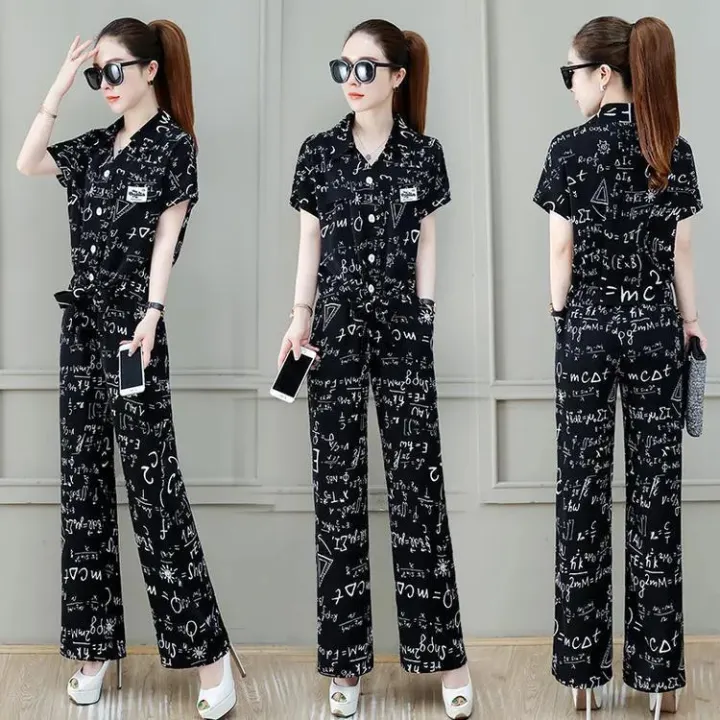 One-Piece/Set%202023Summer%20New%20Fashion%20Slimming%20Short-Sleeved%20Printed%20Top%20Wide-Leg%20Pants%20Casual%20Two-Piece%20Suit%20Women%20-%20Image%202