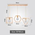 3 Heads Pendant Light Modern Geometry Wooden Hanging Lamp for Restaurant Living Room Kitchen Lighting Fixture. 