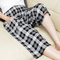 Cotton Silk Pajama Pants Women's Cropped Pants Summer and Autumn Thin Artificial Cotton Shorts Wide Leg Pants Loose Large Size Homewear Pants Can Be Worn outside. 