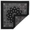 New Unisex Fashion Hip Hop 100% Cotton Bandana Square Scarf 55cm*55cm Black 2025 Paisley Headband Printed For Women/Men/Boys/Girls. 