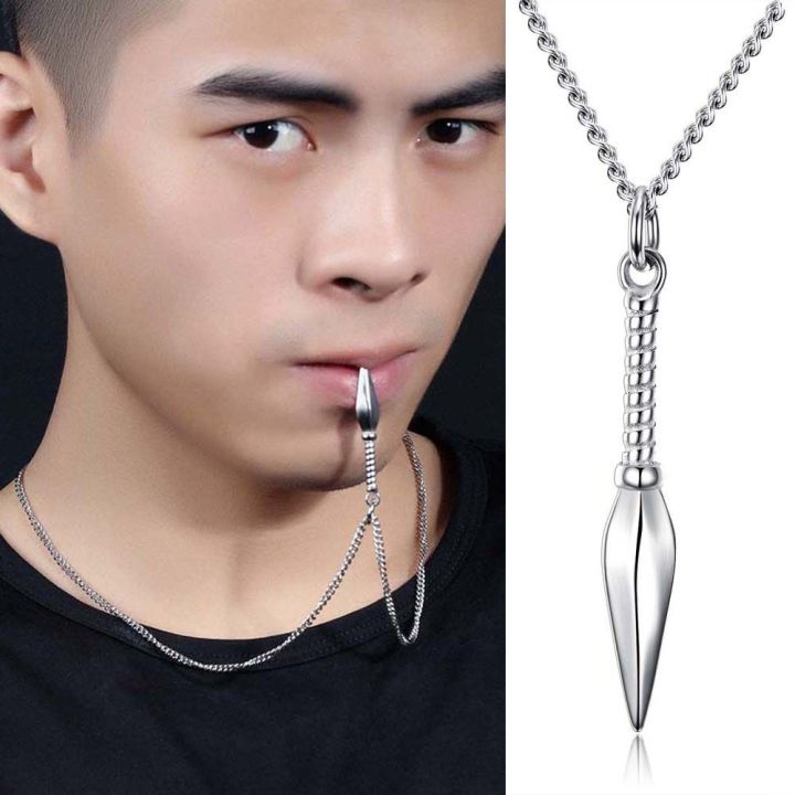 Stainless Steel Chain Necklace for men kwentas for men Fashion Women Gold Black Barb Chain Necklace Spear Pendant Jewelry Gift kwintas pang lalaki uso ngayon