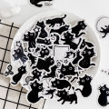 45PCS Black Cat Theme Stickers Decoration Kawaii Cute Cats Stickers Self-adhesive Scrapbooking Stickers For Laptop Planners. 